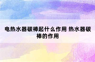 电热水器碳棒起什么作用 热水器碳棒的作用